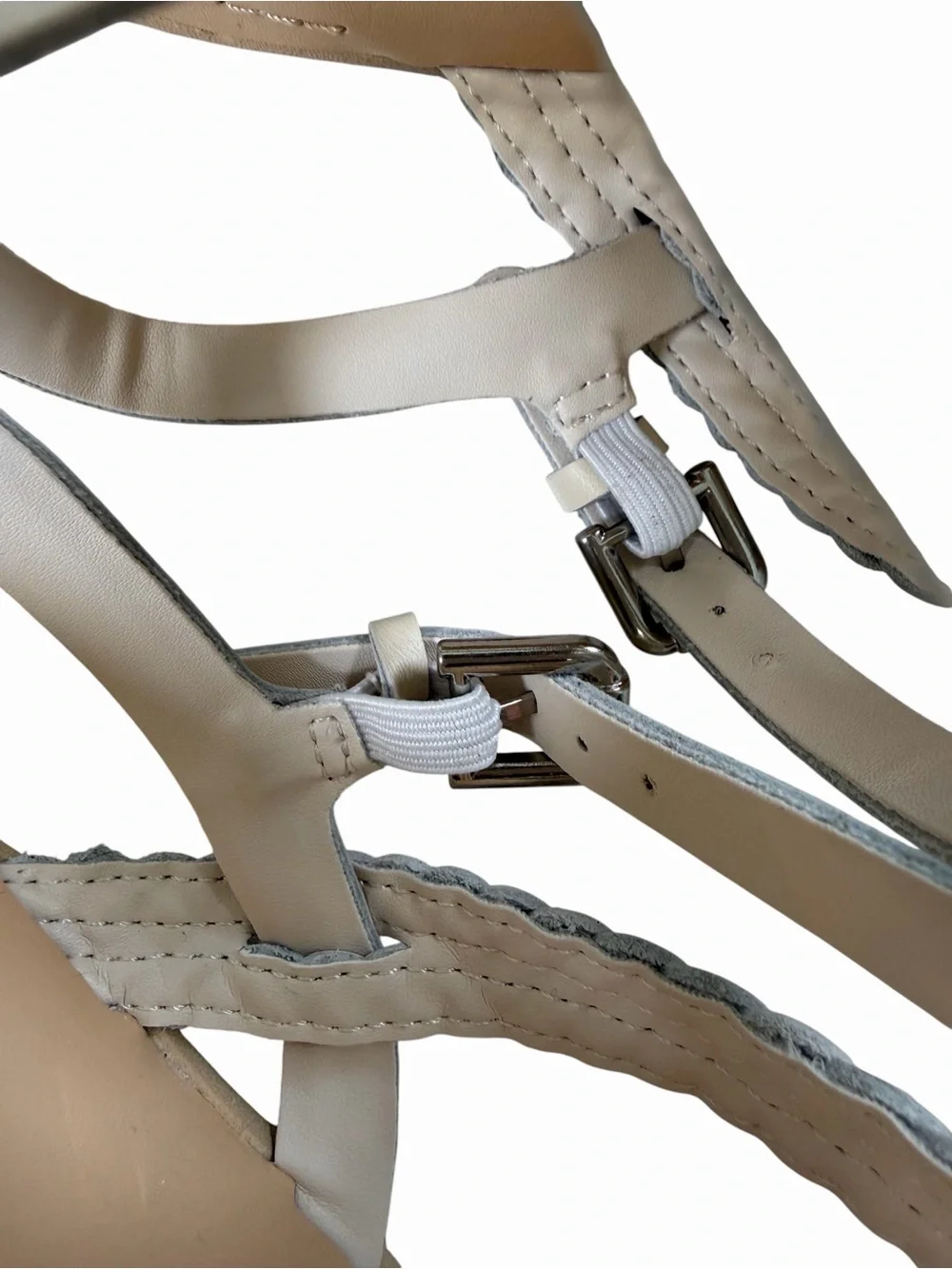NWOB Dolce Vita Gatsby Braided Strappy Leather Platform Wedge Sandals Creme Sz10